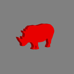 African rhinoceros. Illustration on gray background