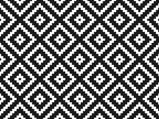 Seamless modern stylish texture and pattern. White repeating geometric tiles with dotted rhombus on a black background. Illustration.