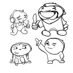 Hand drawn cartoon family people set characters vector illustrat