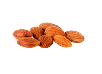 Almons nuts on white background