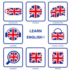 learn uk english icon set