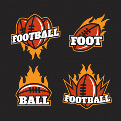Set of colorful college american football logo
