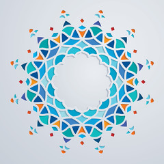 Arabic colorful round pattern circle ornament mosaic