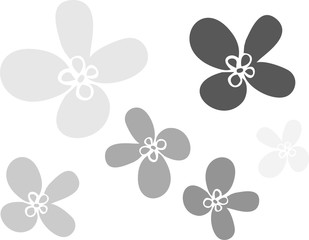 Simple flowers of several sizes of gray color