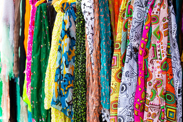 Colorful silk scarves