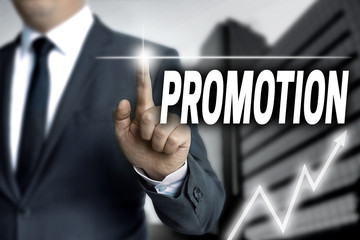 Promotion touchscreen is operated by businessman