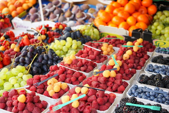 Home cultivated fresh fruits selling in the organic farmer's market