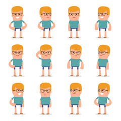Set of Happy and Cheerful Character Teenager standing in relaxed