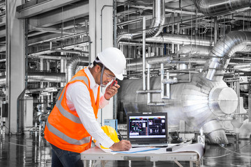 Electrical engineer working in modern thermal power plant