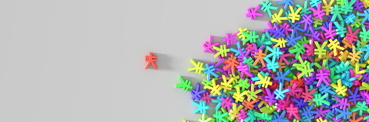 Infinite yen symbols 3d illustration