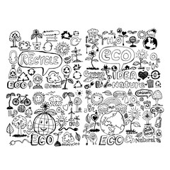 doodle eco icon illustration design