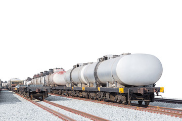 Fototapeta na wymiar Oil train wagons isolated on white background with clipping path