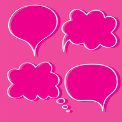 Doodle speech baubles with pink background