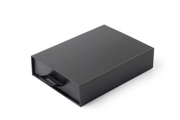 Fototapeta premium Black paper box isolated on white background