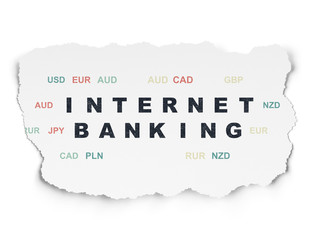 Currency concept: Internet Banking on Torn Paper background