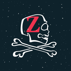 Letter Z logo in vintage style skull.