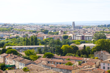 view of Carcassonne in a sunny day with the cathedral