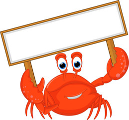 crabs cartoon with blank sign