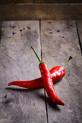 Ripe red chilli peppers.