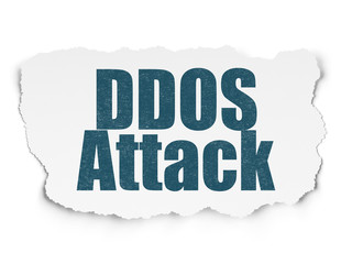 Safety concept: DDOS Attack on Torn Paper background