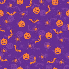 Fototapeta na wymiar Seamless violet Halloween background