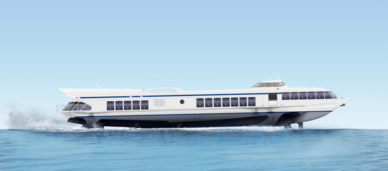 Fototapeta premium Illustration of white hydrofoil running