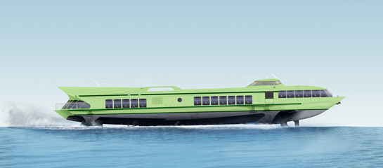 Illustration of green hydrofoil running