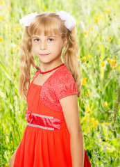 Little girl in orange dress