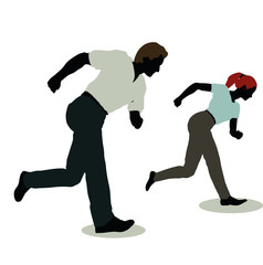 man and woman silhouette in Standing Running