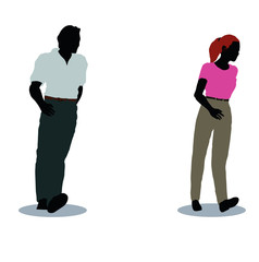 man and woman silhouette in walking pose