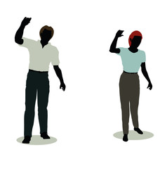 man and woman silhouette in Animations Waving