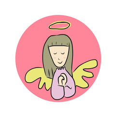 Angel praying cartoon illustration 