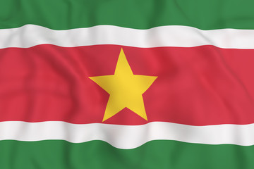 Republic of Suriname flag waving