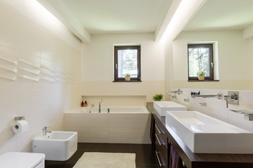 Naklejka na ściany i meble Unusual wall tiles adding character to bathroom's interior