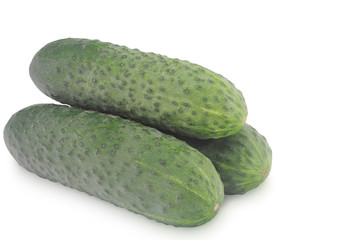 Three cucumbers isolated on white backgroun