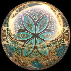 Glossy button with colorful embellishment
