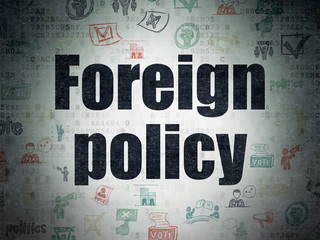 Politics concept: Foreign Policy on Digital Data Paper background