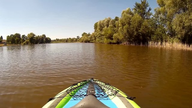 Kayaking on Pivdennyi, Buh, Southern, Bug, Khmelnytskyi, Ukraine Heron takes off