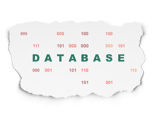 Software concept: Database on Torn Paper background