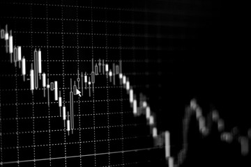 Stock exchange trade chart on old paper background