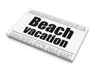 Vacation concept: newspaper headline Beach Vacation