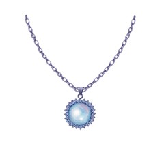 Pendant with pearls. Watercolor illustration. Handmade drawing. Jewelry
