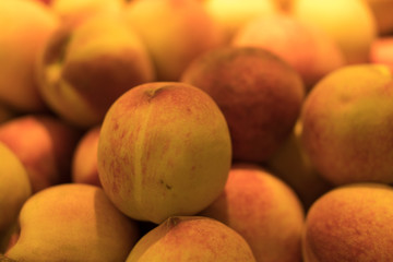 Fresh peaches for sale in Italian farmers market