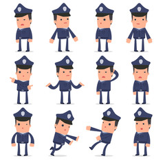 Set of Confused and Sad Character Officer in ignorance poses