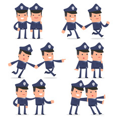 Set of  Good and Careful Character Officer in helps poses