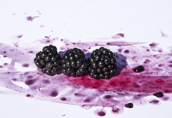 Blackberries Crushed and Squashed on White Background