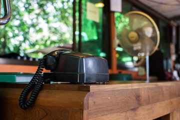 Classic Black telephone stand on  the table