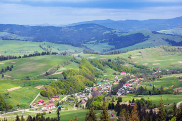Fototapeta na wymiar landscape of a Carpathians mountains with infrastructure
