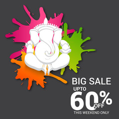 Ganesha chaturthi festival greeting card.