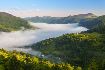 Fototapeta premium Majestic sunset in the mountains landscape.Carpathian, Ukraine.